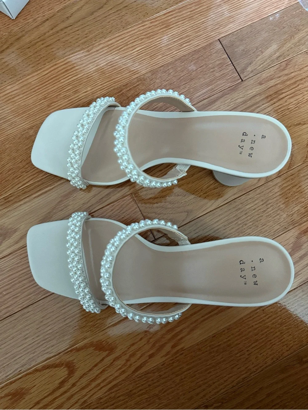 a new day Ivory Pearl-Embellished Slide Sandals